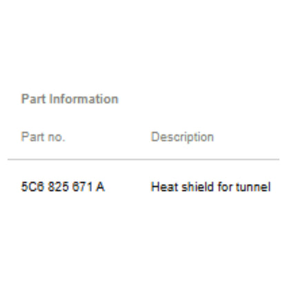 2011–2018 VW Jetta Exhaust Heat Shield Used OEM 5C6825671A