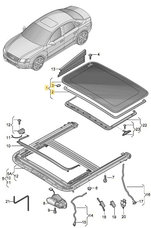 2010-2012 AUDI A4 SUNROOF GLASS USED OEM 8K5877071A