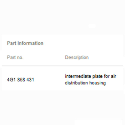 2012–2018 Audi A6 HVAC Air Distribution Intermediate Plate Used OEM 4G1858431