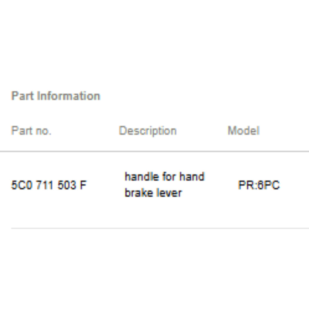 2011–2015 VW Jetta Parking Brake Lever Handle Used OEM 5C0711503F