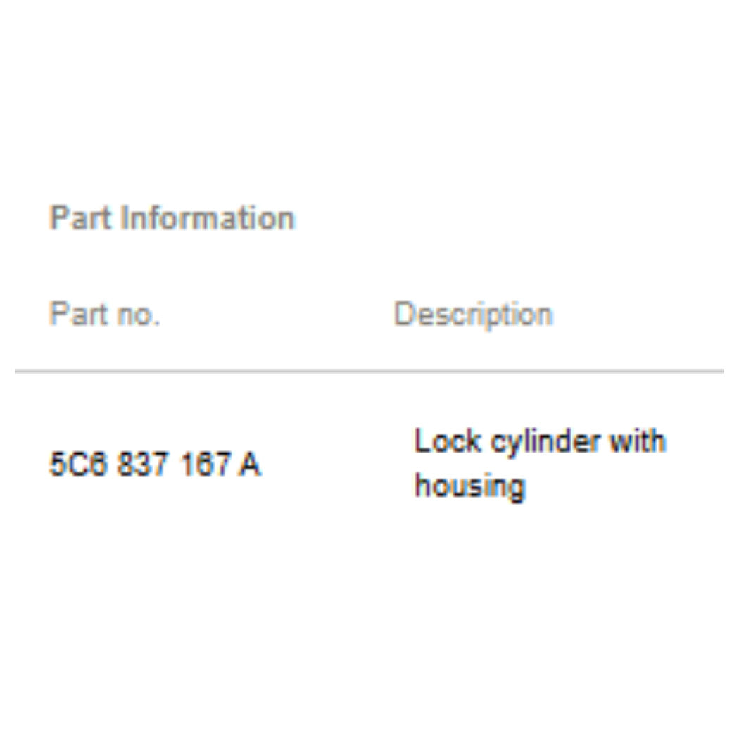 2011–2018 VW Jetta Door Lock Cylinder Used OEM 5C6837167A