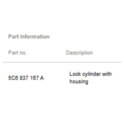 2011–2018 VW Jetta Door Lock Cylinder Used OEM 5C6837167A