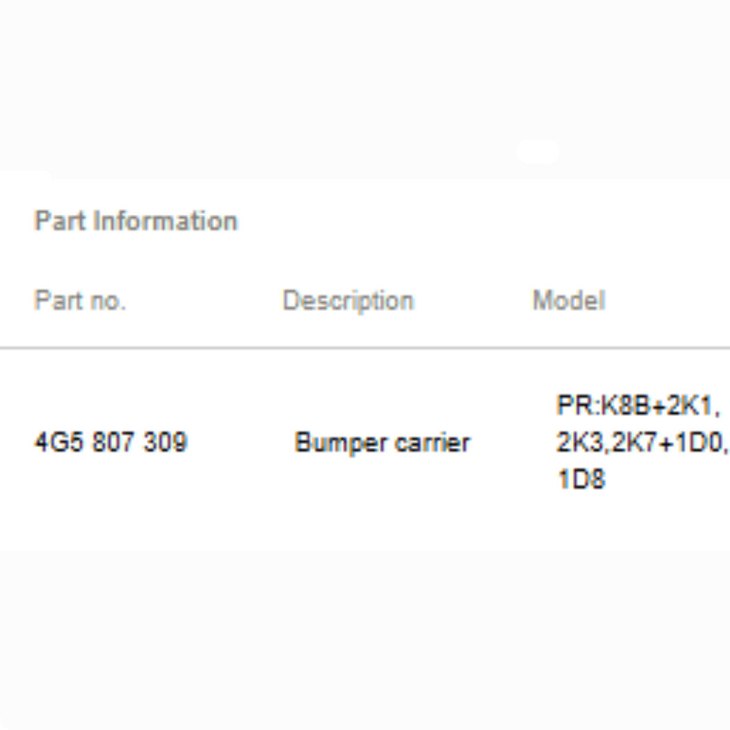 2012–2018 Audi A6 Rear Bumper Impact Bar / Reinforcement OEM 4G5807309