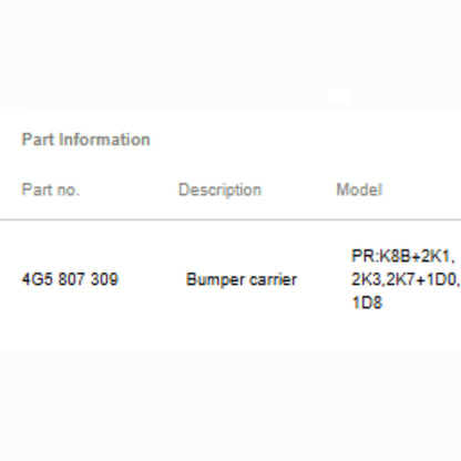 2012–2018 Audi A6 Rear Bumper Impact Bar / Reinforcement OEM 4G5807309