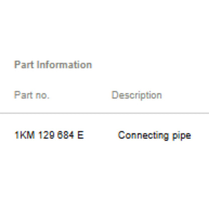 2012 VW Jetta Air Hose Connecting Pipe Used OEM 1KM129684E