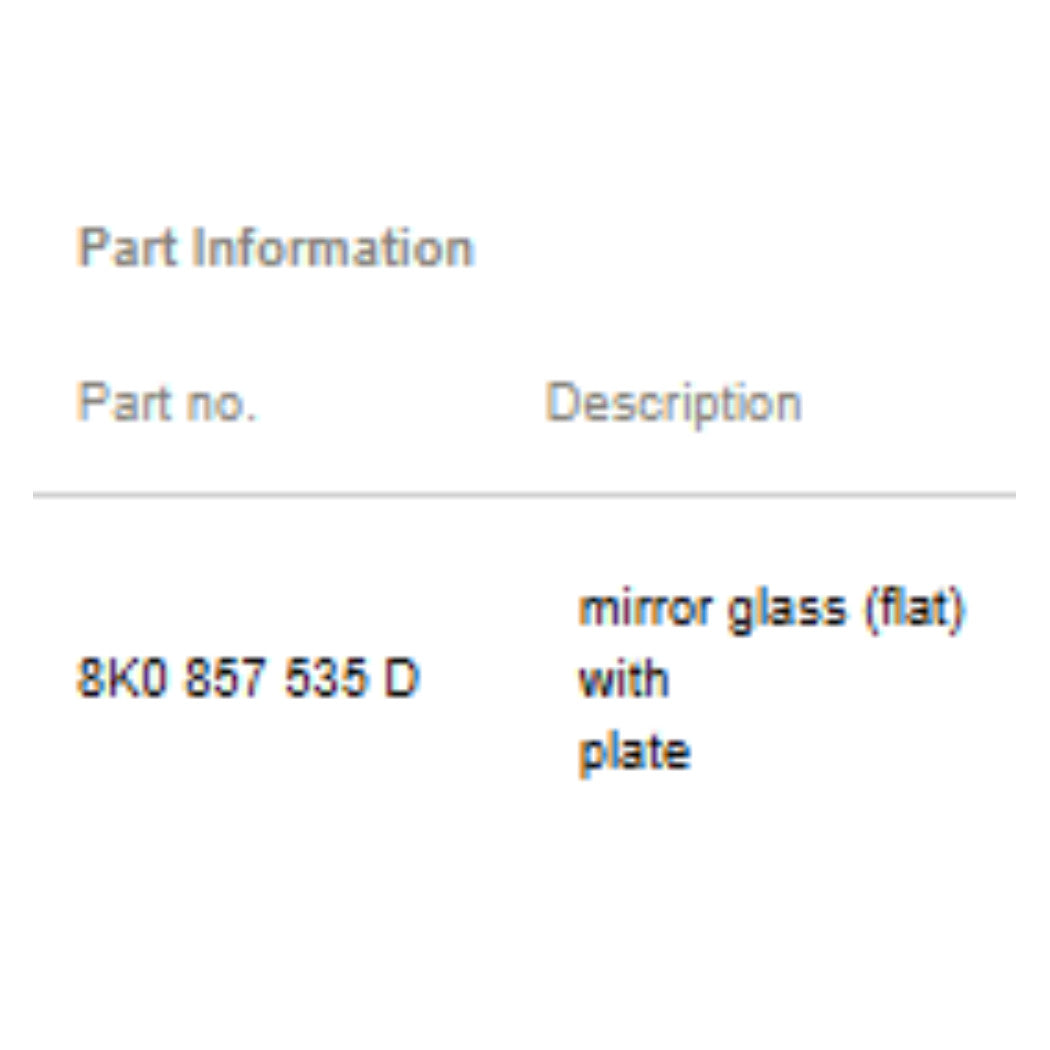 2008–2016 Audi Left Side Mirror Glass Convex with Carrier USED OEM 8K0857535D