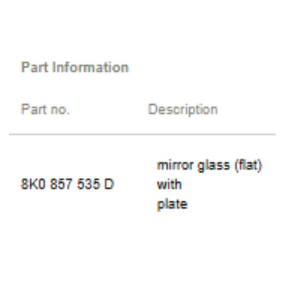 2008–2016 Audi Left Side Mirror Glass Convex with Carrier USED OEM 8K0857535D