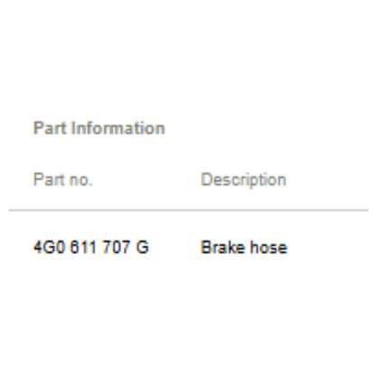 2008–2018 Audi A6 Front Brake Hose Used OEM 4G0611707G