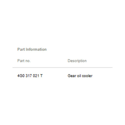 2012-2017 Audi S6 A6 A7  Transmission Oil Cooler OEM 4G0317021T