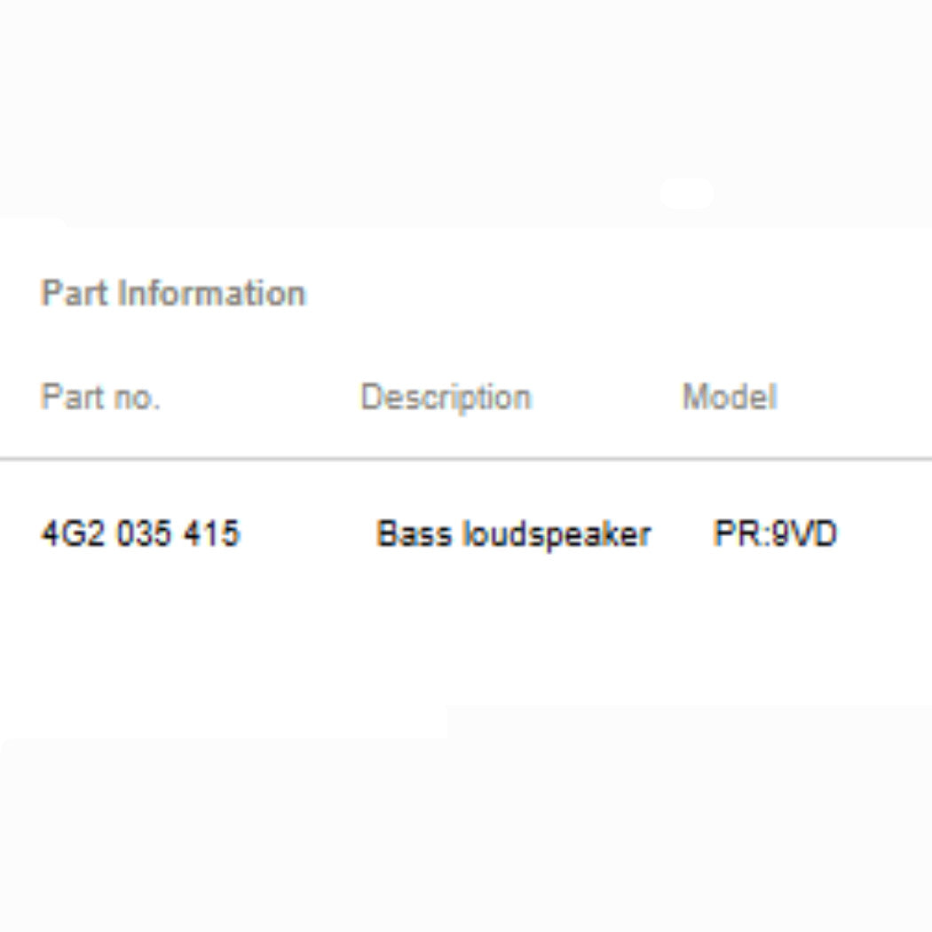 2012–2018 Audi A6 / A7 Front Door Bass Speaker Used OEM 4G2035415