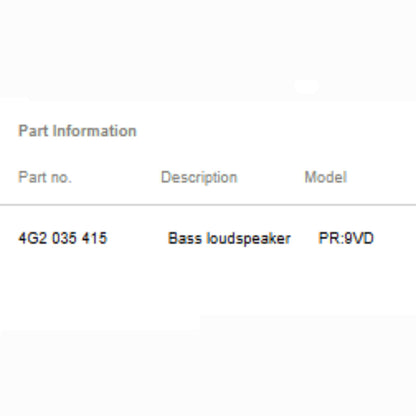 2012–2018 Audi A6 / A7 Front Door Bass Speaker Used OEM 4G2035415