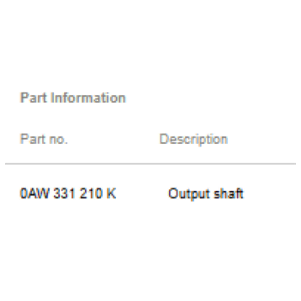 2012 Audi A4 Automatic Gearbox Output Shaft Used OEM 0AW331210K