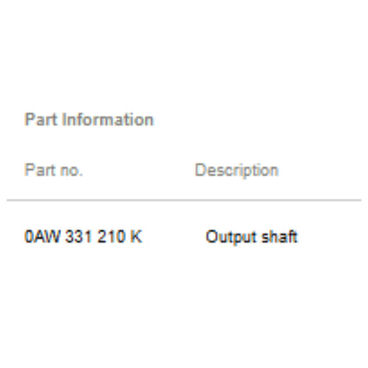 2012 Audi A4 Automatic Gearbox Output Shaft Used OEM 0AW331210K
