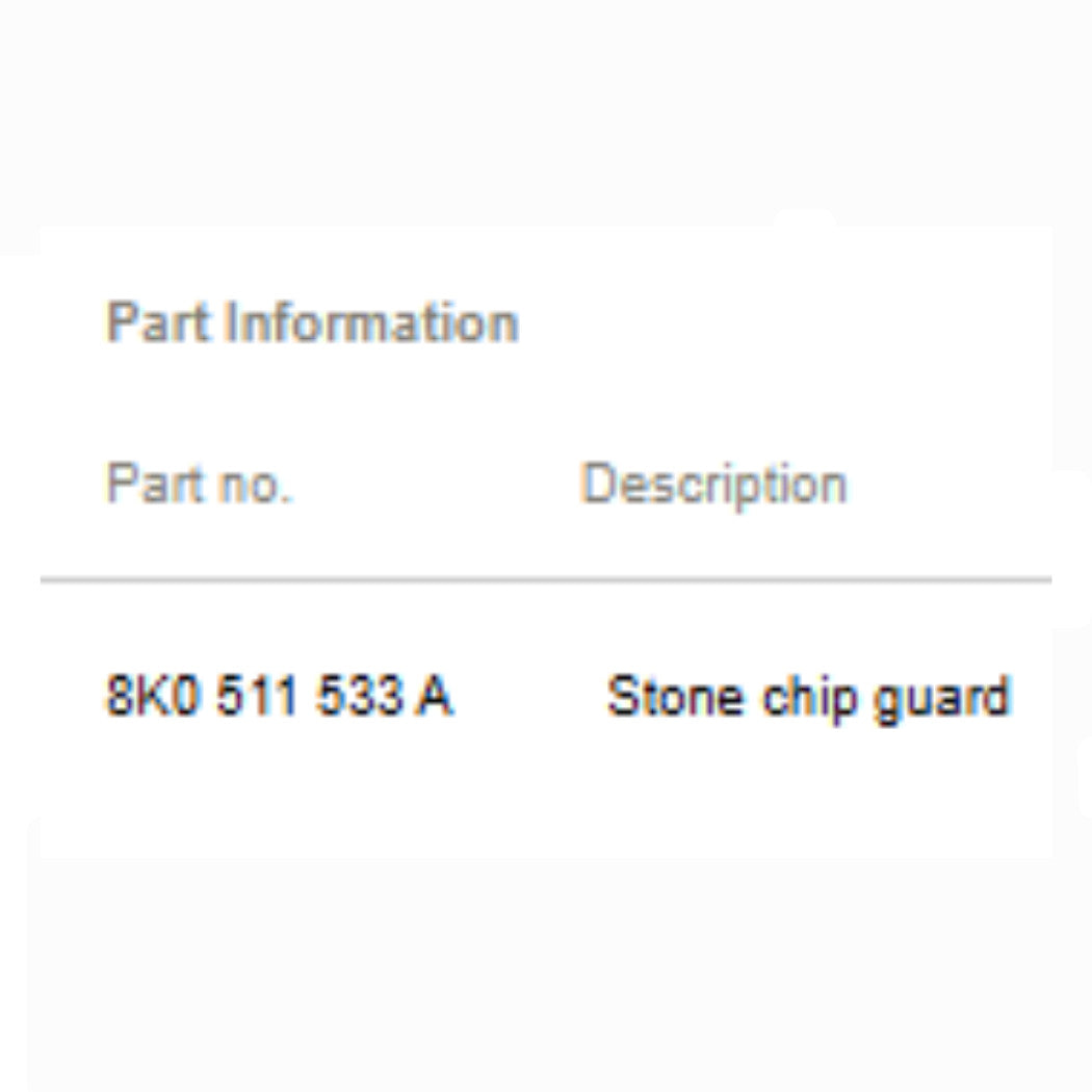 2012–2018 Audi A6 / A7 Rear Stone Chip Guard Used OEM 8K0511533A