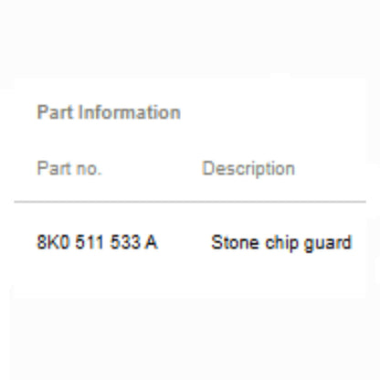 2012–2018 Audi A6 / A7 Rear Stone Chip Guard Used OEM 8K0511533A