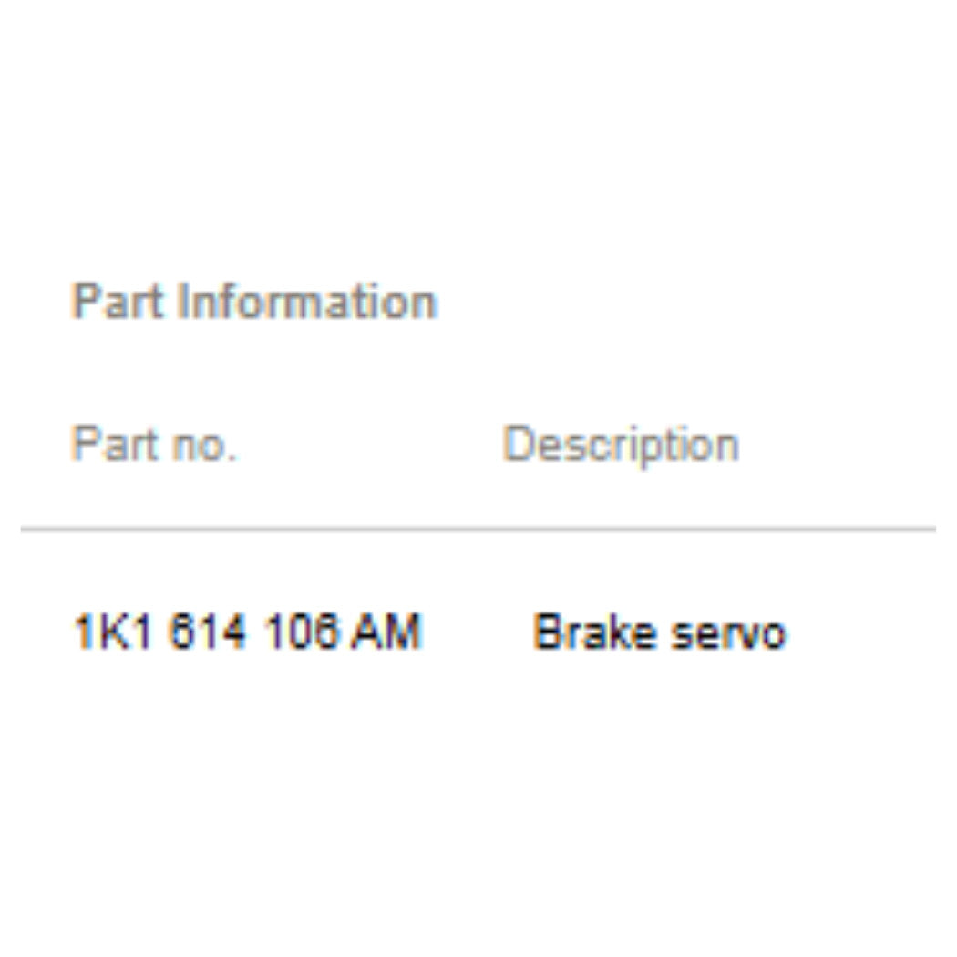 2011–2015 VW Jetta Brake Servo / Booster Used OEM 1K1614106AM