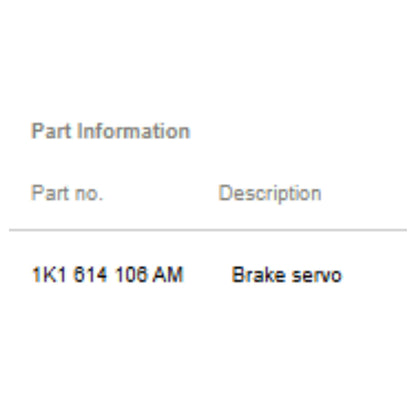 2011–2015 VW Jetta Brake Servo / Booster Used OEM 1K1614106AM