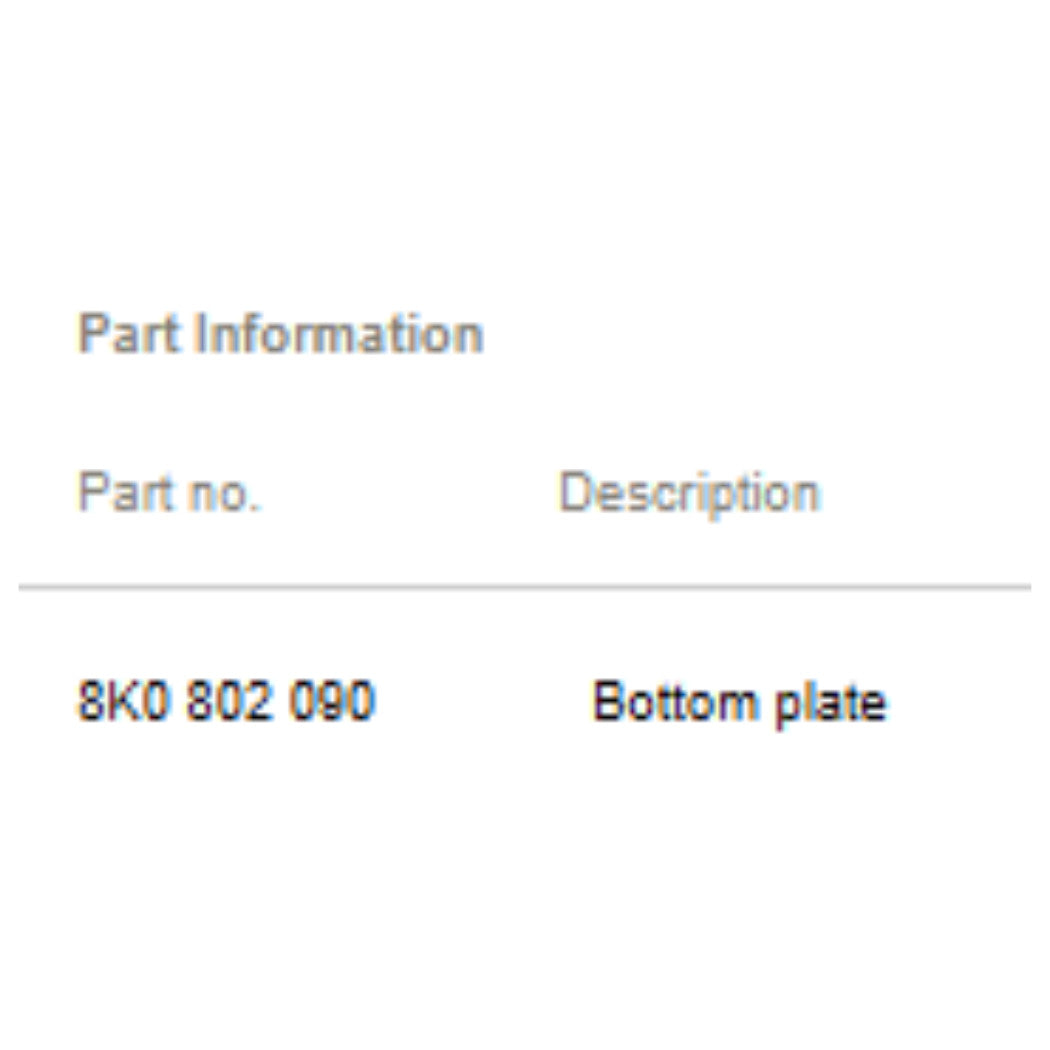 2009–2012 Audi A4 Bottom Plate Right Outer USED OEM 8K0802090