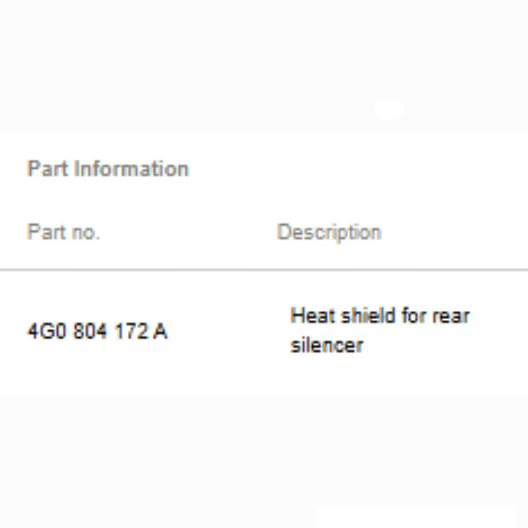 2011–2018 Audi A6 Rear Right Exhaust Heat Shield Used OEM 4G0804172A
