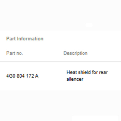 2011–2018 Audi A6 Rear Right Exhaust Heat Shield Used OEM 4G0804172A