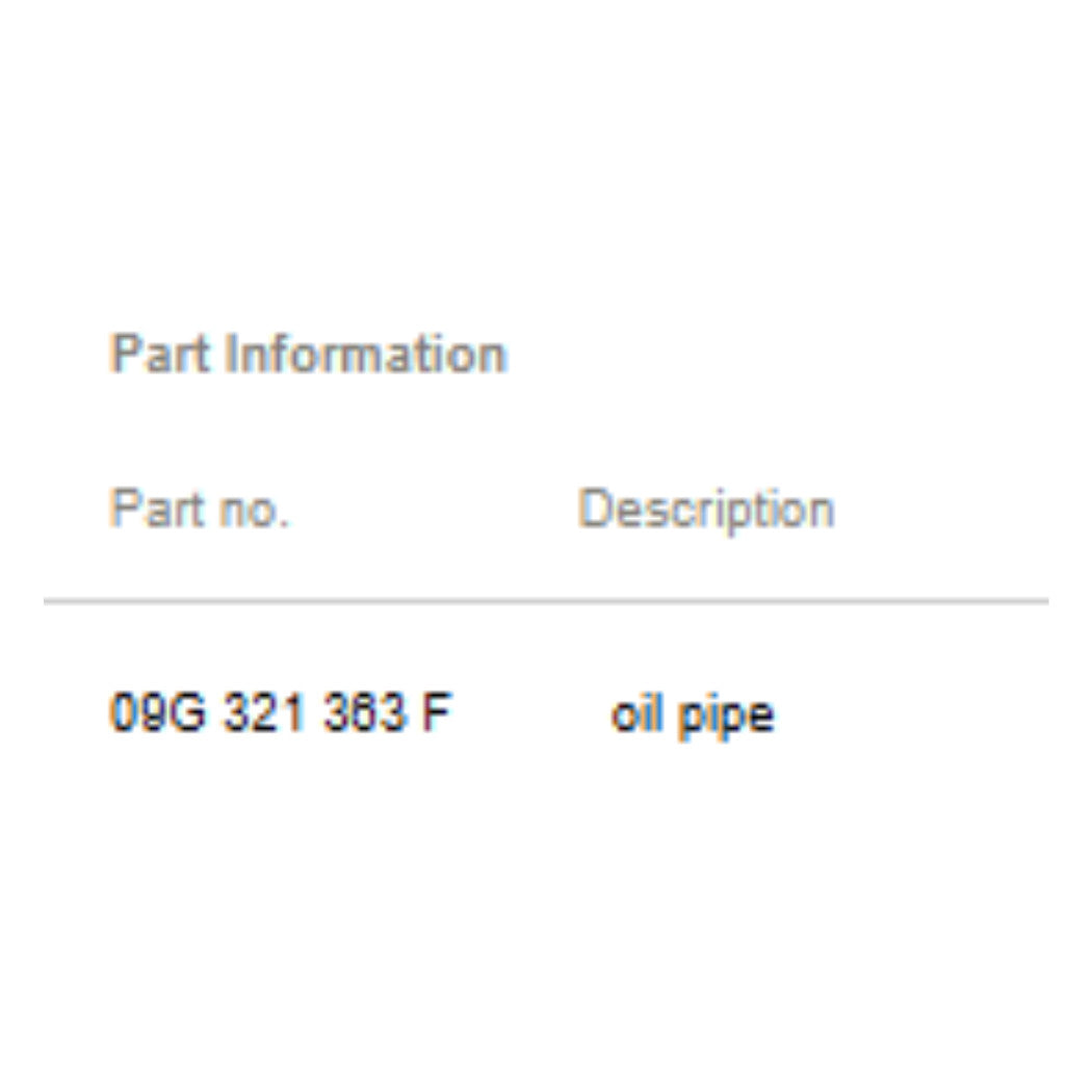 2011–2015 VW Jetta Oil Pipe Used OEM 09G321363F