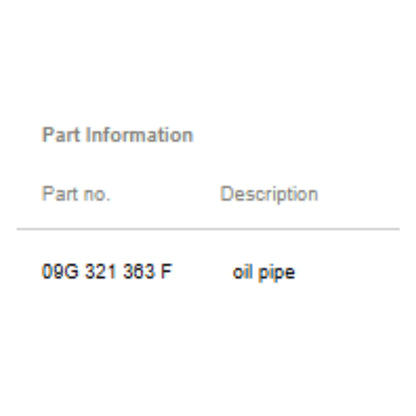 2011–2015 VW Jetta Oil Pipe Used OEM 09G321363F