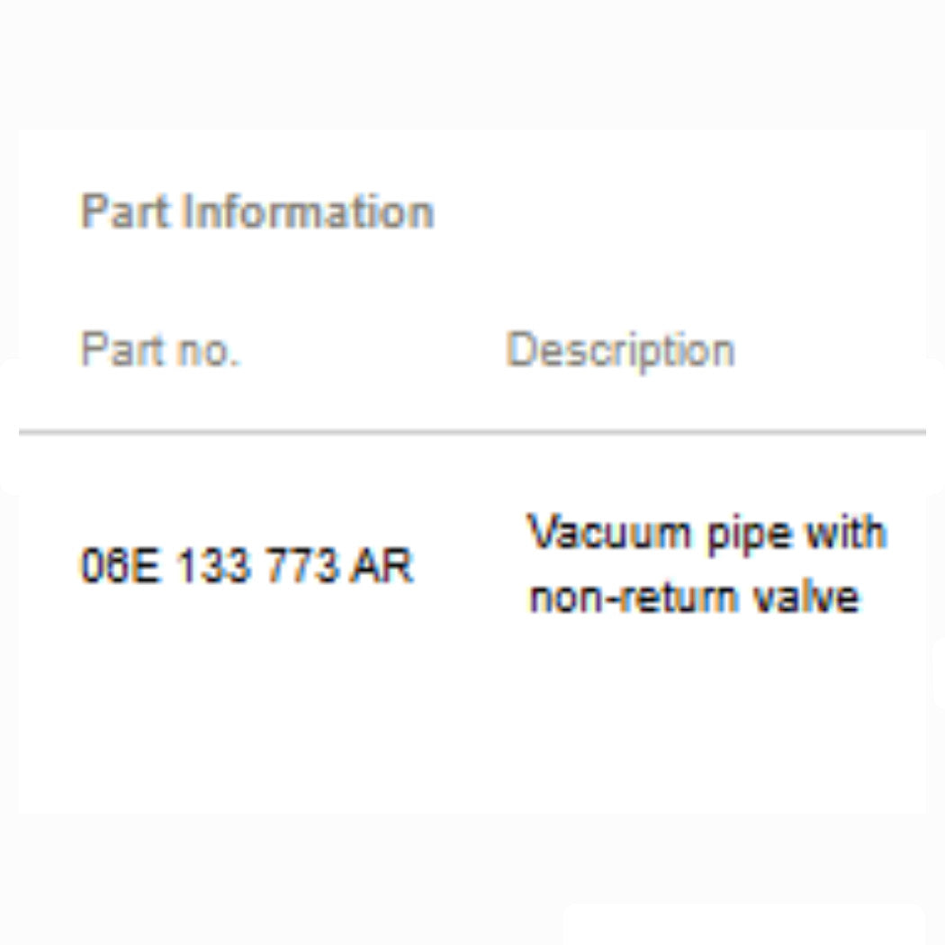 2008–2014 Audi A4/S4/A5/S5/A6/A7/Q5 3.2L V6 Vacuum Pipe w/ Valve OEM 06E133773AR