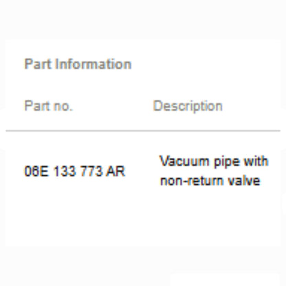 2008–2014 Audi A4/S4/A5/S5/A6/A7/Q5 3.2L V6 Vacuum Pipe w/ Valve OEM 06E133773AR