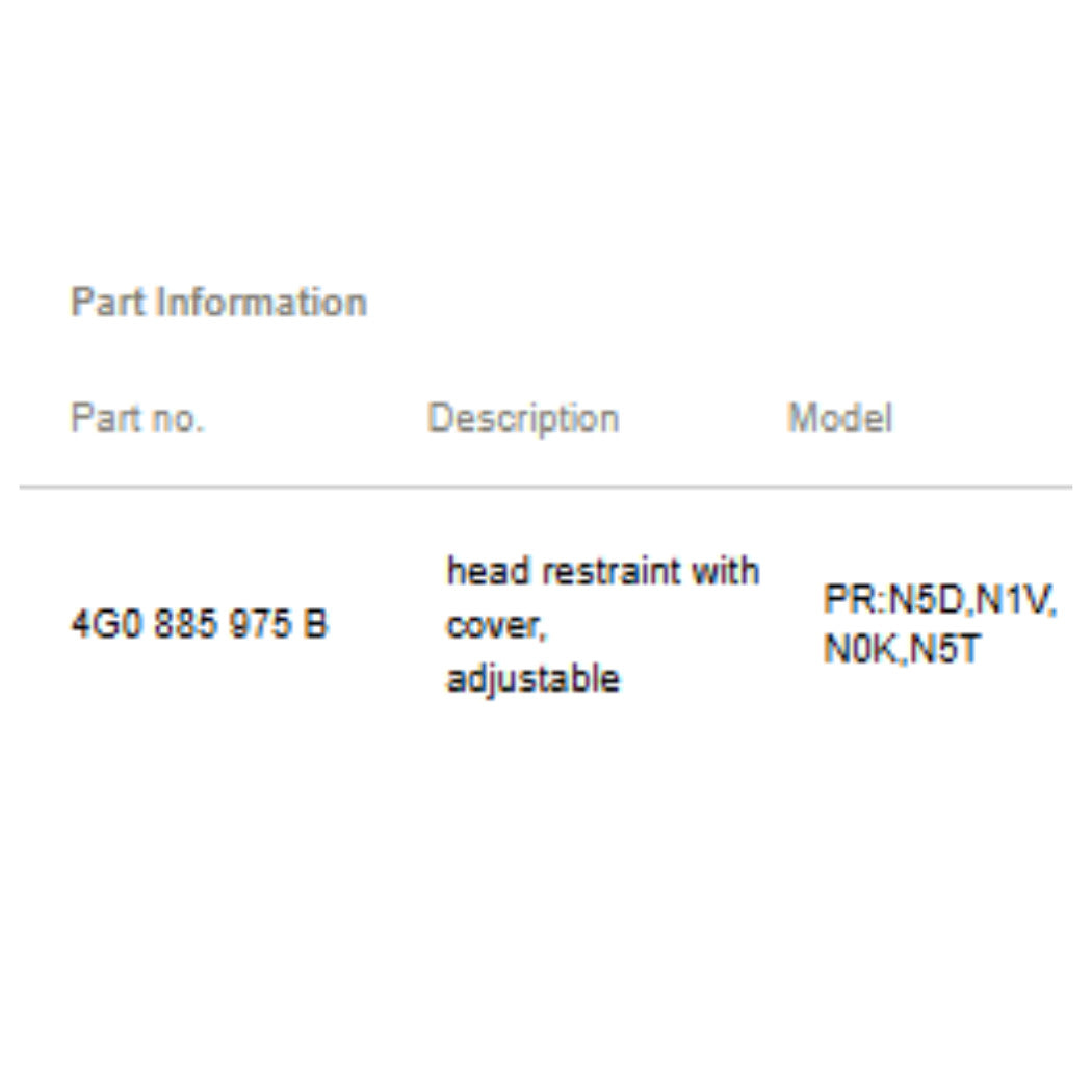 2012–2018 Audi A6 Rear Middle Seat Headrest Used OEM 4G0885975B