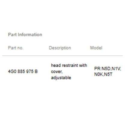 2012–2018 Audi A6 Rear Middle Seat Headrest Used OEM 4G0885975B