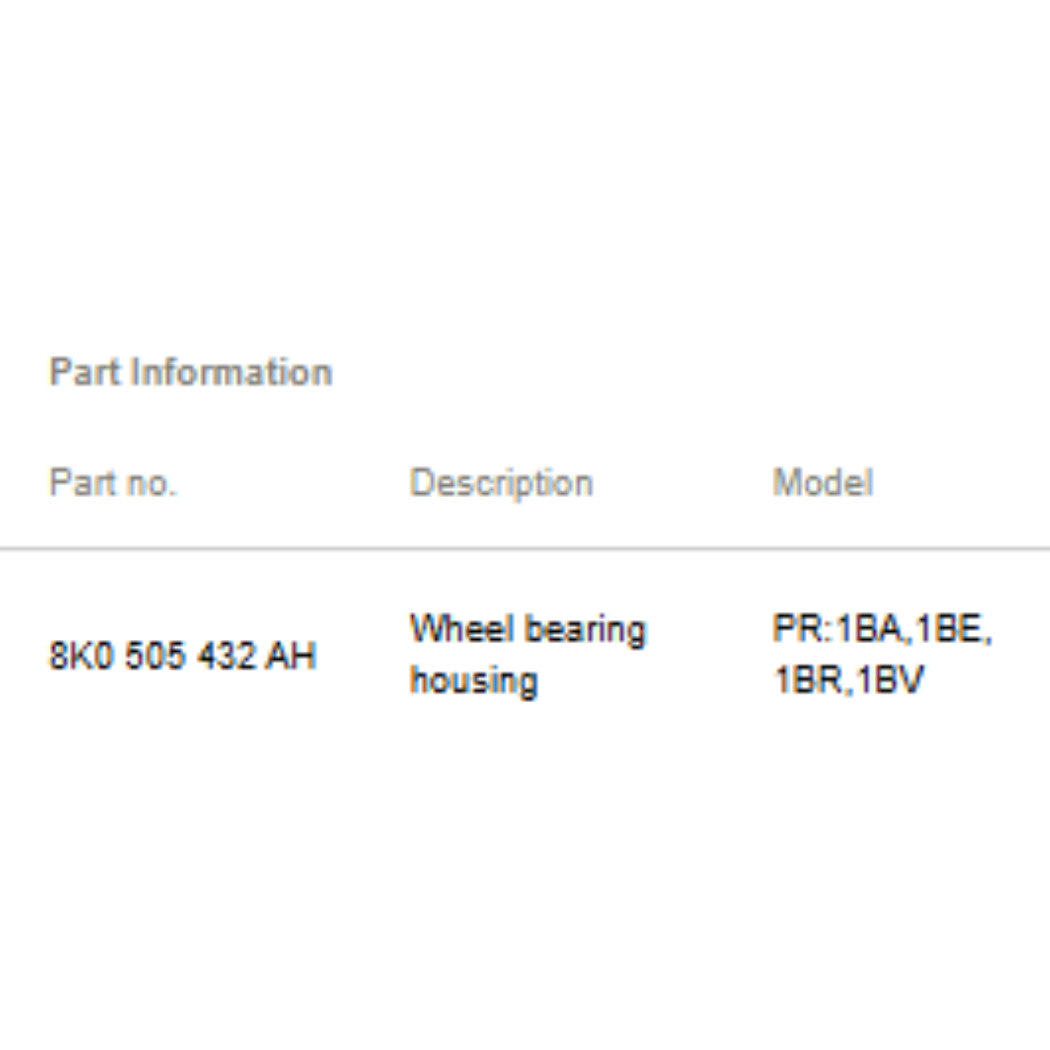 2012-2016 Audi A6 A7 Right Rear Knuckle with Bearing Used OEM 8K0505432AH