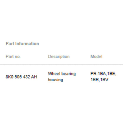 2012-2016 Audi A6 A7 Right Rear Knuckle with Bearing Used OEM 8K0505432AH