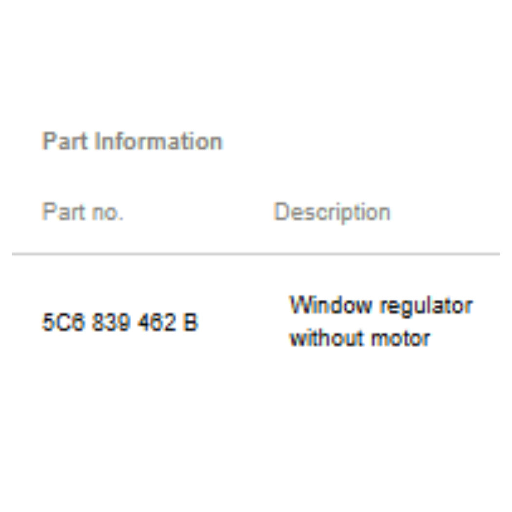 2011–2018 VW Jetta Rear Right Window Regulator Used OEM 5C6839462B
