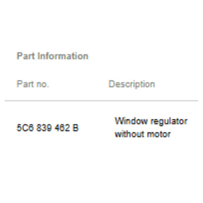 2011–2018 VW Jetta Rear Right Window Regulator Used OEM 5C6839462B