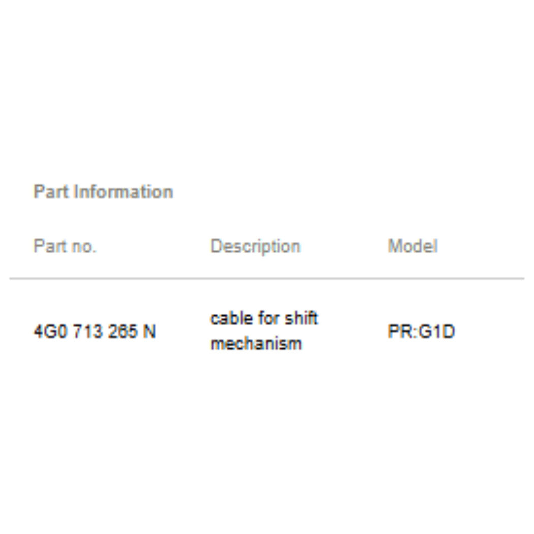 2008–2018 Audi A6 Quattro Shift Control Cable Used OEM 4G0713265N