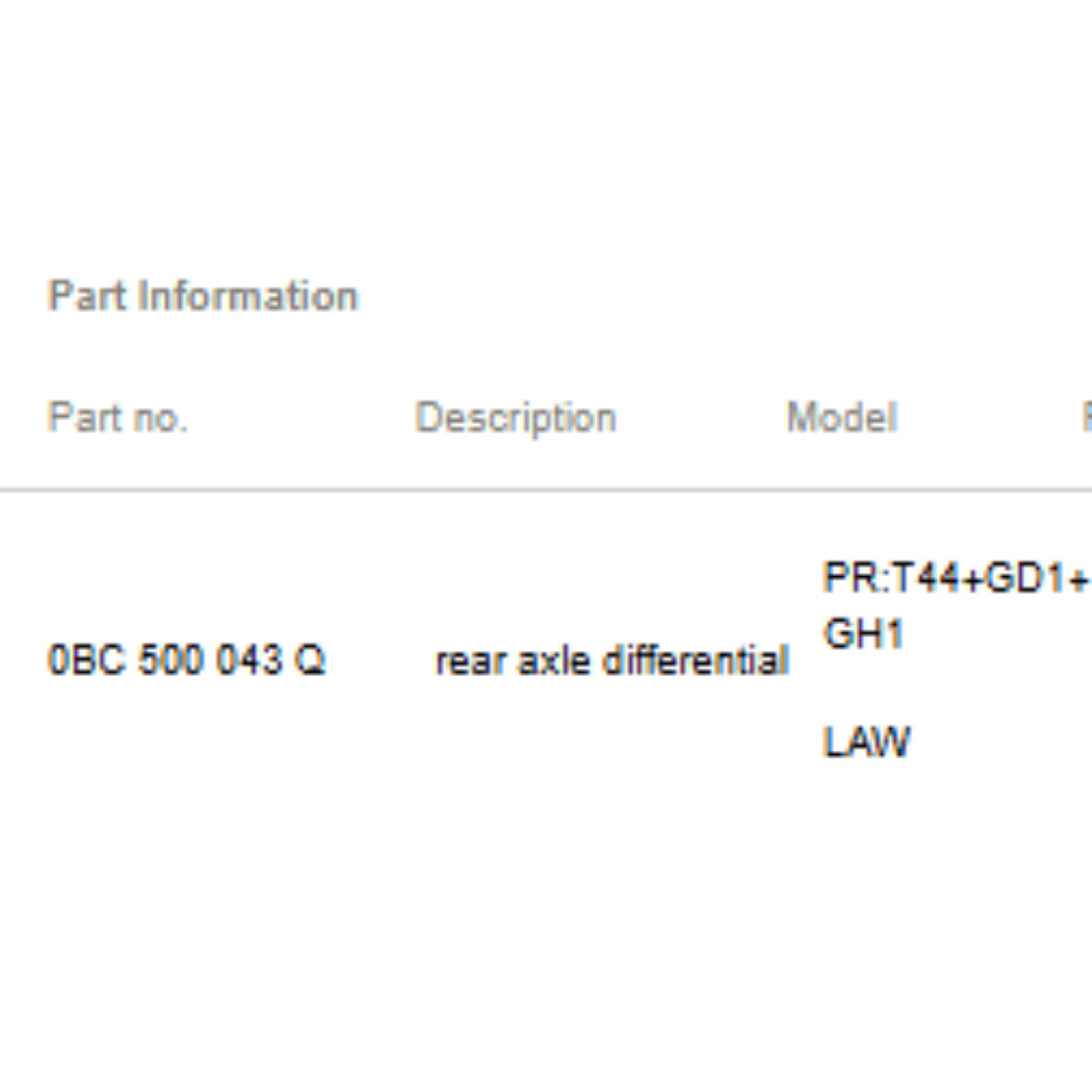 2012-2018 Audi A6 A7 Q5 Rear Differential / Axle Assembly Used OEM 0BC500043Q