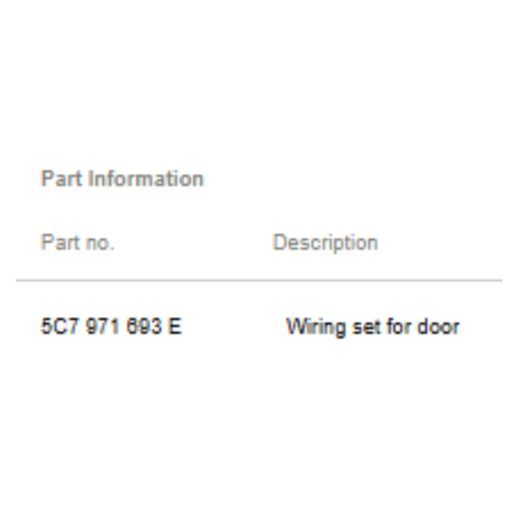2012–2015 VW Jetta Left Rear Door Wiring Set USED OEM 5C7971693E