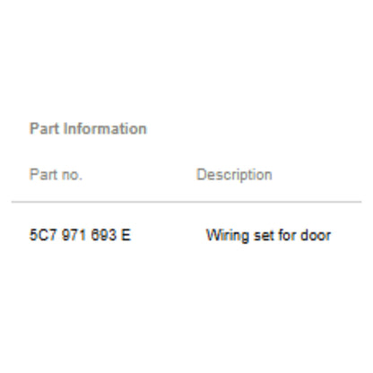 2012–2015 VW Jetta Left Rear Door Wiring Set USED OEM 5C7971693E