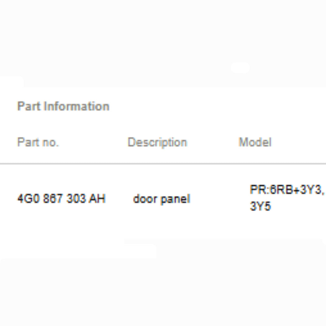 2011–2018 Audi A6/S6 Rear Left Door Panel Leatherette OEM 4G0867303AH