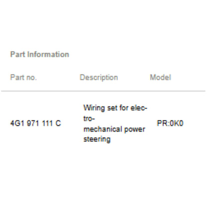 2012–2018 Audi A6 A7 Quattro Steering Wiring Harness Used OEM 4G1971111C