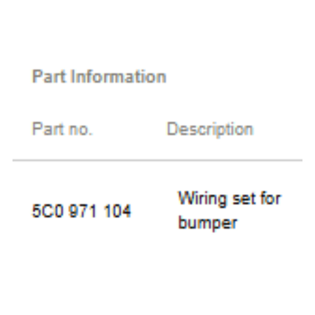 2012–2016 VW Jetta Rear Bumper PDC Wiring Harness USED OEM 5C0971104