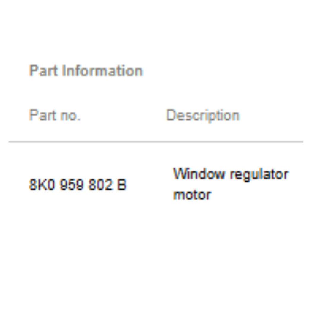 2012–2018 Audi A6 Front Right Window Motor Used OEM 8K0959802B