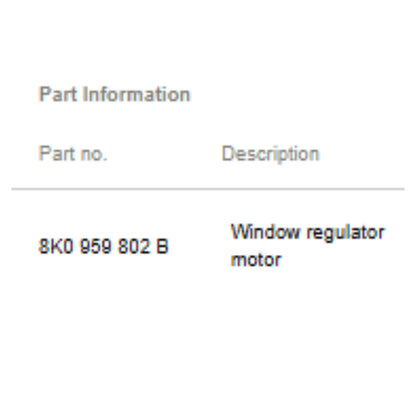 2012–2018 Audi A6 Front Right Window Motor Used OEM 8K0959802B