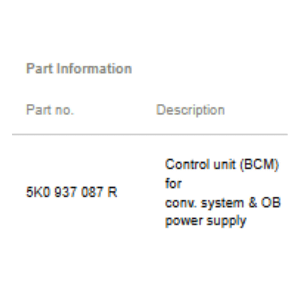 2011–2015 VW Jetta Body Control Module (BCM) Used OEM 5K0937087R