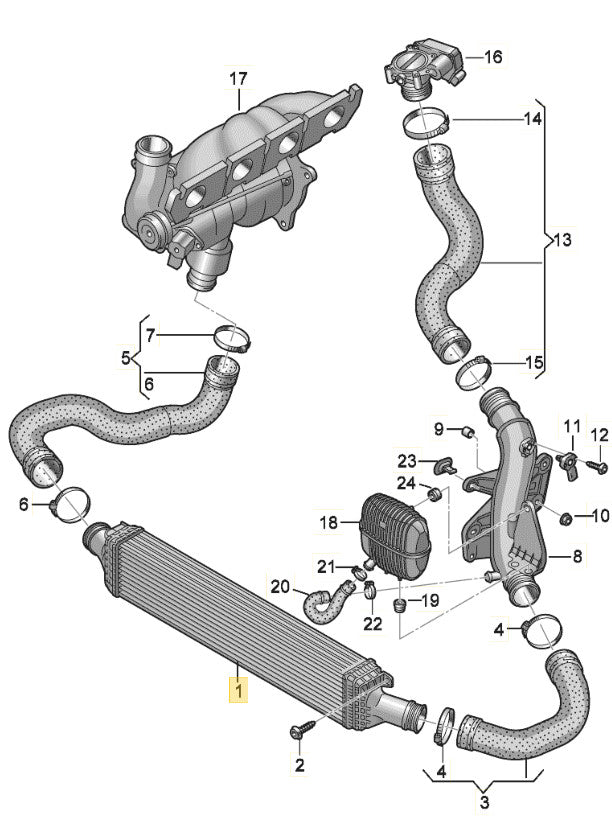 2010-2012 AUDI A4 TURBO INTERCOOLER PIPE USED OEM 8K0145673AJ
