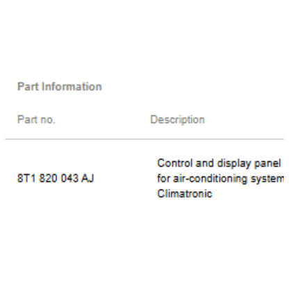 2008–2012 Audi A4 Climate Control Unit Used OEM 8T1820043A