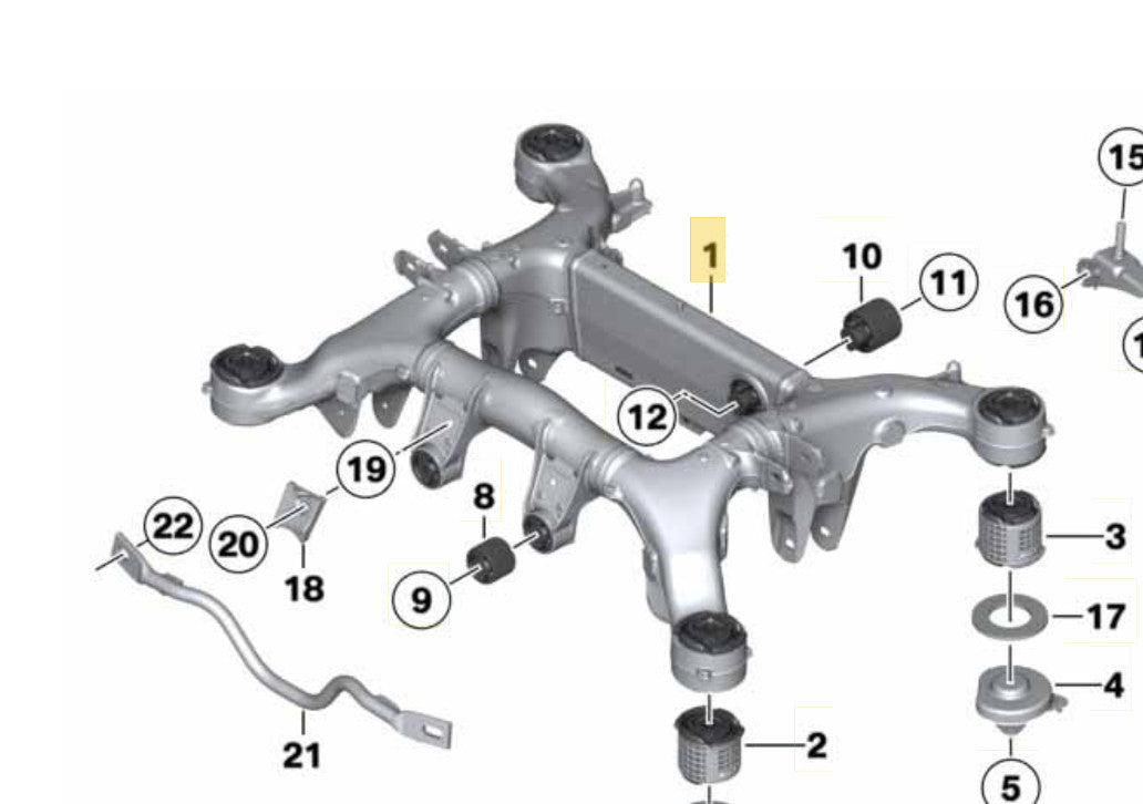 2011–2016 BMW 520i Rear Axle Carrier Subframe USED OEM 33316798545