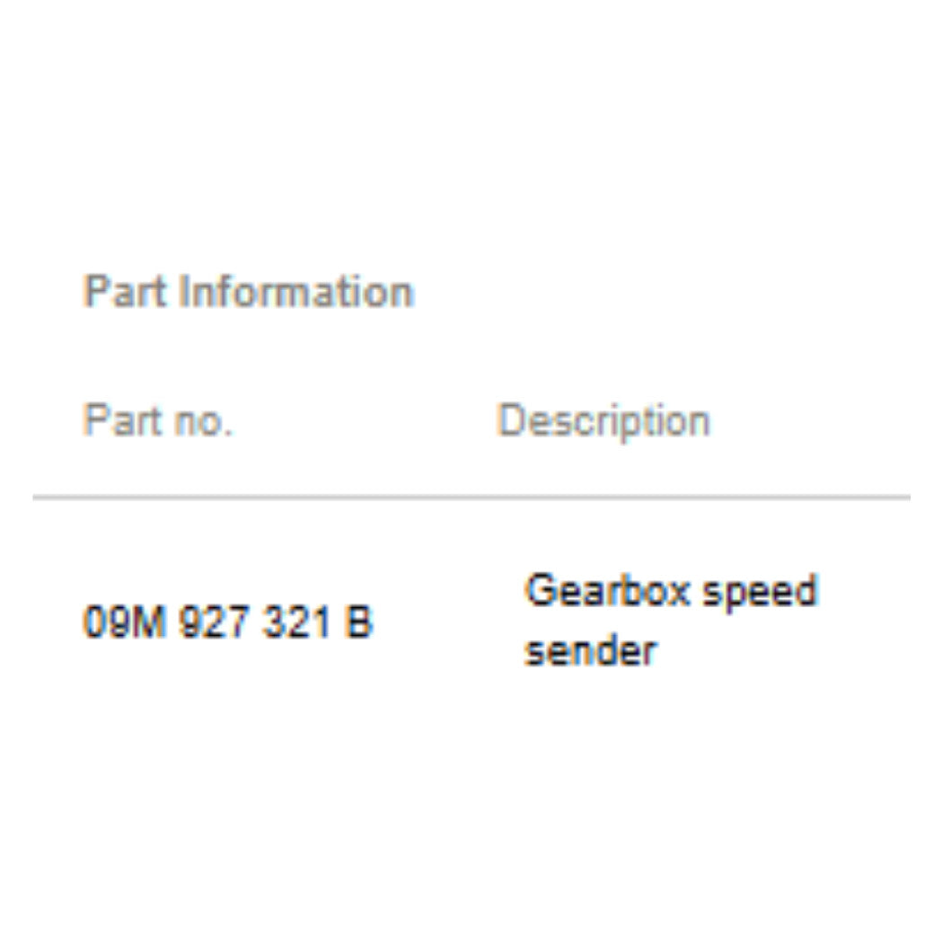 2012 VW Jetta Vehicle Speed Sensor Used OEM 09M927321B