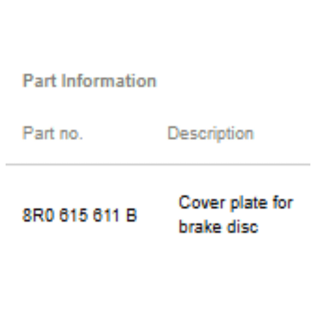 2009–2012 Audi Rear Right Brake Disc Dust Shield Cover Plate USED OEM 8R0615612B