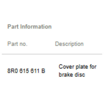 2009–2012 Audi Rear Right Brake Disc Dust Shield Cover Plate USED OEM 8R0615612B